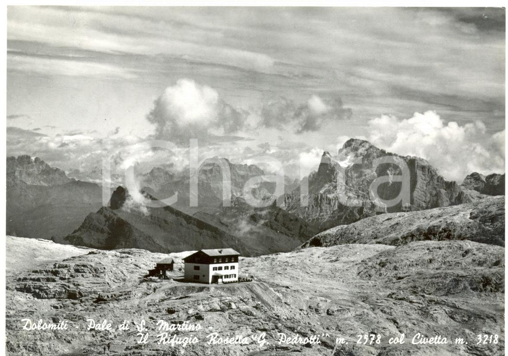 Cartolina originale da collezione 1966 PALE DI SAN MARTINO TN Rifugio ROSETTA G. PEDROTTI Cartolina FG VG 1