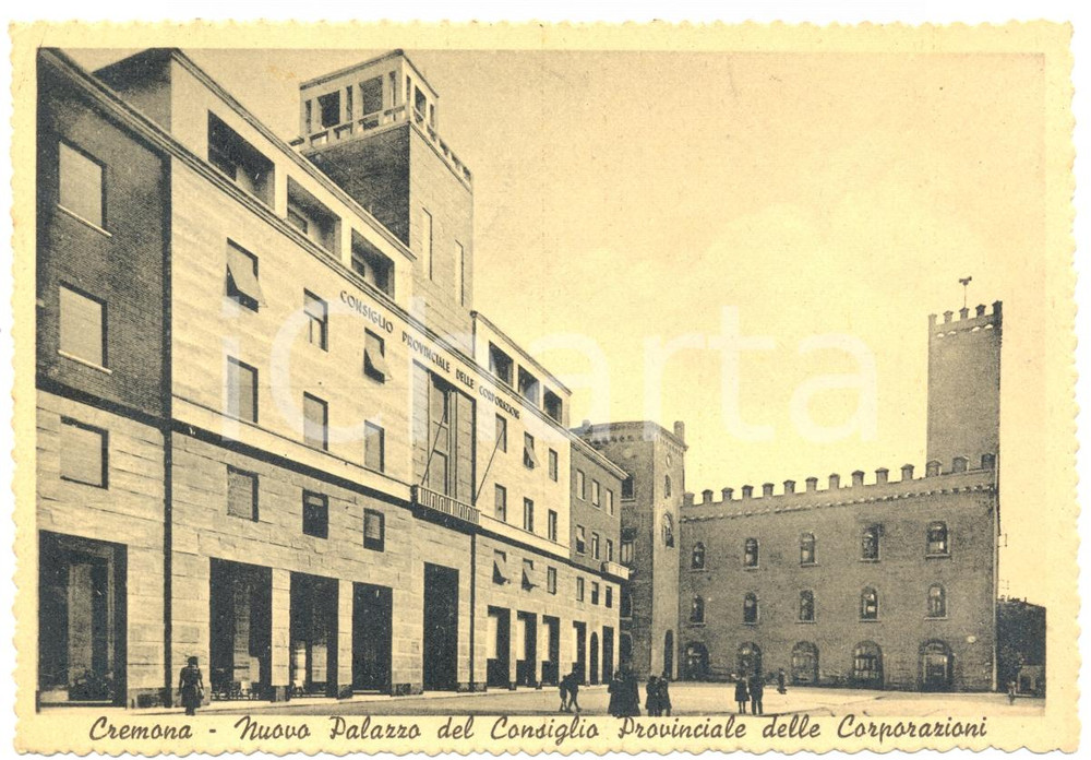 Cartolina originale da collezione 1942 CREMONA Palazzo Consiglio Provinciale Corporazioni Cartolina FG VG ANIMATA 1