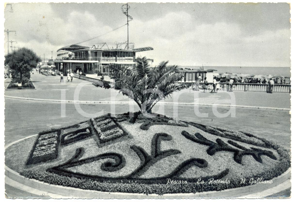 Cartolina originale da collezione 1961 PESCARA Rotonda Stabilimento GABBIANO Cartolina postale FG VG ANIMATA 1