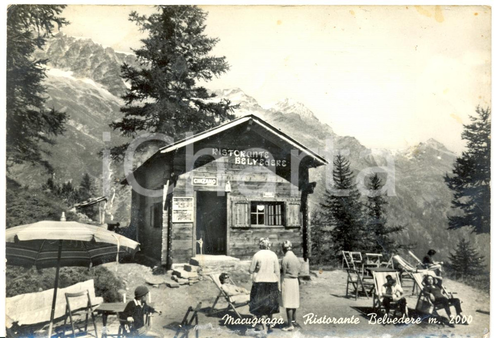 Cartolina originale da collezione 1982 MACUGNAGA VB Ristorante BELVEDERE Cartolina postale FG VG ANIMATA 1