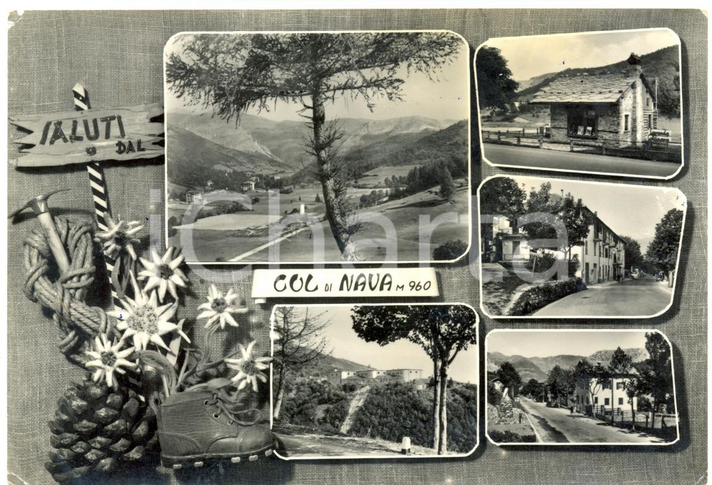 Cartolina originale da collezione 1957 COL DI NAVA IM Vedutine panoramiche Cartolina postale FG VG 1