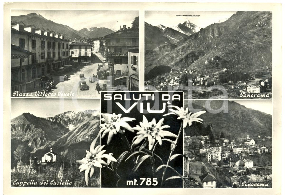 Cartolina originale da collezione 1956 VIU  TO Vedutine con CAPPELLA DEL CASTELLO Cartolina FG VG ANIMATA 1