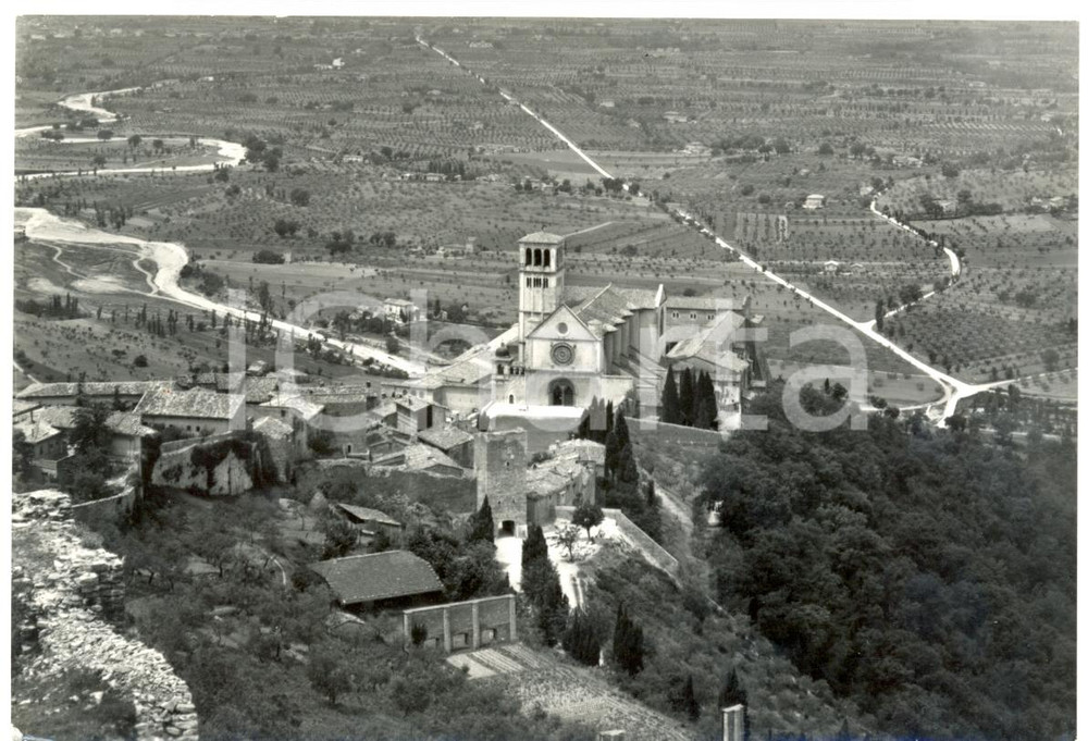 Cartolina originale da collezione 1950 ca ASSISI PG Panorama con Basilica Superiore Cartolina postale FG NV 1