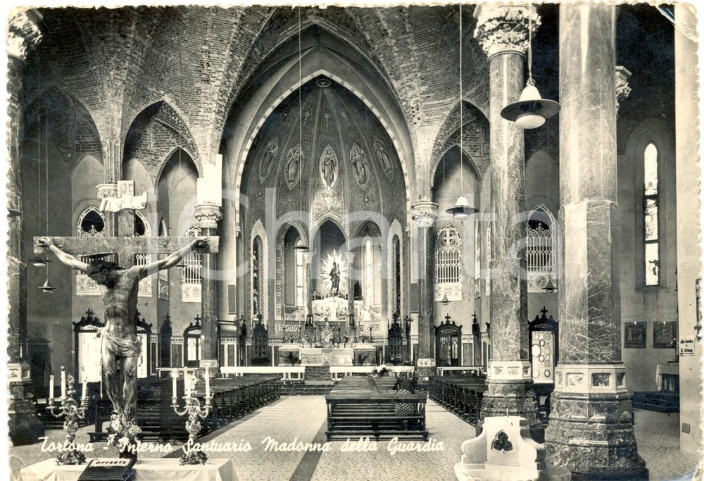 Cartolina originale da collezione 1953 TORTONA AL Interno Santuario MADONNA della GUARDIA Cartolina FG VG 1