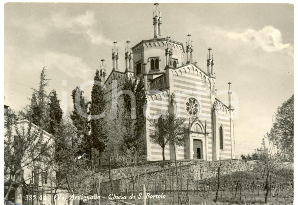Cartolina originale da collezione 1976 ARZIGNANO VI Chiesa di SAN BORTOLO Cartolina postale FG VG DANNEGGIATA 1
