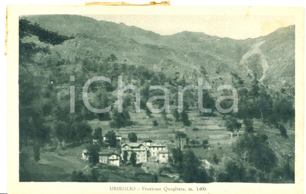 Cartolina originale da collezione 1935 USSEGLIO TO Panorama della frazione di QUAGLIERA Cartolina FP VG 1