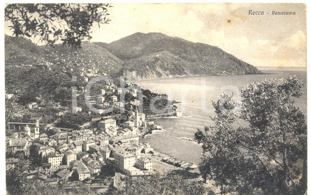 Cartolina originale da collezione 1930 RECCO GE Panorama con vista sul mare Cartolina postale FP VG 1