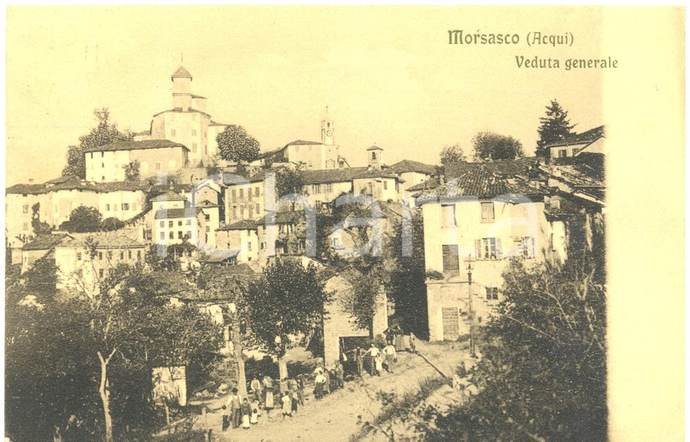 Cartolina originale da collezione 1908 MORSASCO AL Veduta generale Cartolina postale FG VG ANIMATA 1