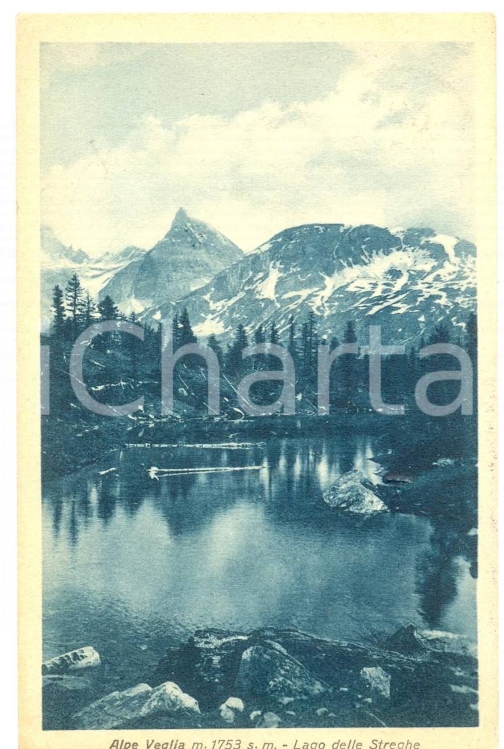 Cartolina originale da collezione 1932 ALPE VEGLIA VB Scorcio del lago delle STREGHE Albergo LEPONTINO FP VG 1