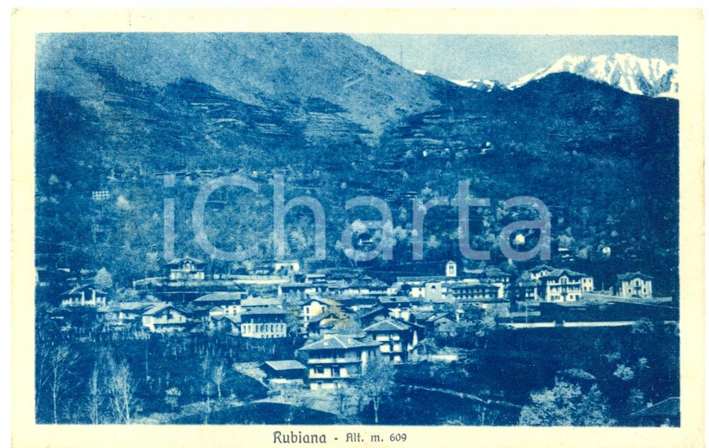 Cartolina originale da collezione 1932 RUBIANA TO Panorama generale Cartolina postale FP VG 1