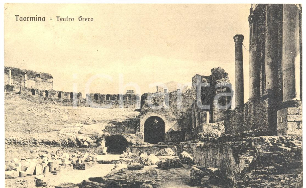 Cartolina originale da collezione 1921 TAORMINA ME Resti del teatro greco Cartolina postale FP VG 1