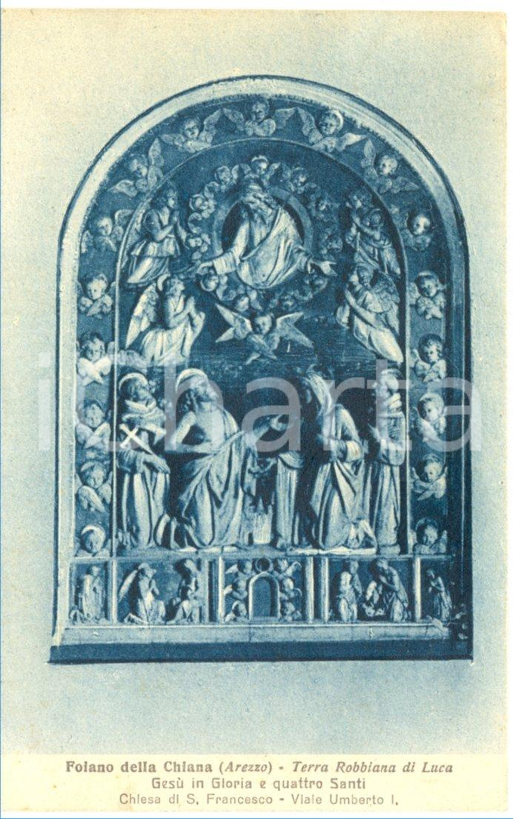 Cartolina originale da collezione 1928 FOIANO DELLA CHIANA AR Particolare della chiesa di SAN FRANCESCO FP VG 1