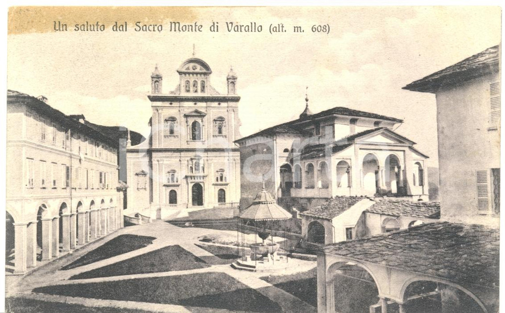Cartolina originale da collezione 1909 VARALLO VC Veduta panoramica del SACRO MONTE Cartolina postale FP VG 1