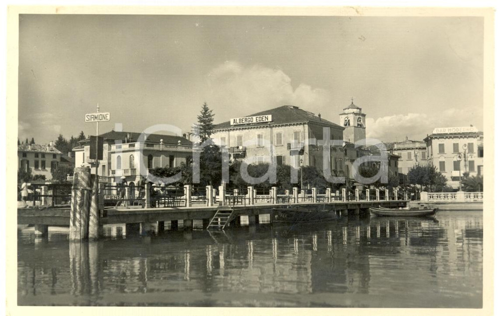 Cartolina originale da collezione 1948 SIRMIONE BS lago con albergo EDEN Cartolina postale FP VG ANIMATA 1