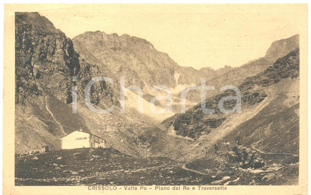 Cartolina originale da collezione 1924 CRISSOLO CN Panorama VALLE PO con albergo alpino Cartolina FP VG ANIMATA 1