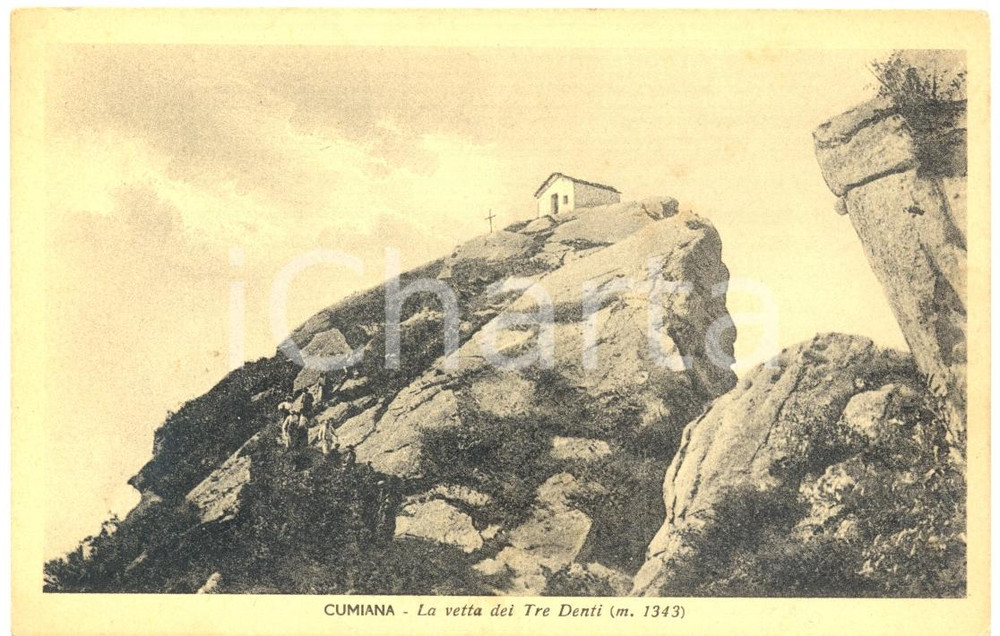 Cartolina originale da collezione 1940 CUMIANA TO Vetta dei TRE DENTI Cartolina FP VG ANIMATA con alpinisti 1