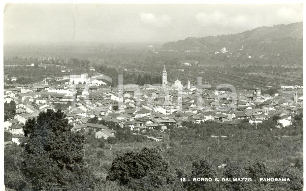Cartolina originale da collezione 1943 BORGO SAN DALMAZZO CN Veduta panoramica aerea Cartolina postale FP VG 1