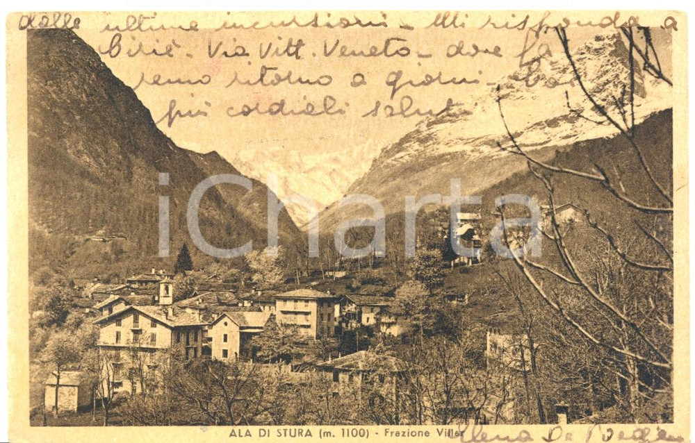 Cartolina originale da collezione 1943 ALA DI STURA TO Panorama della frazione VILLAR Cartolina postale FP VG 1