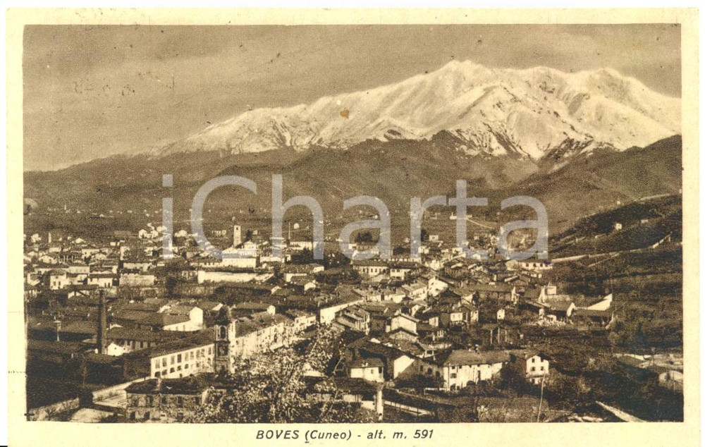 Cartolina originale da collezione 1949 BOVES CN Veduta panoramica aerea Cartolina postale FP VG 1