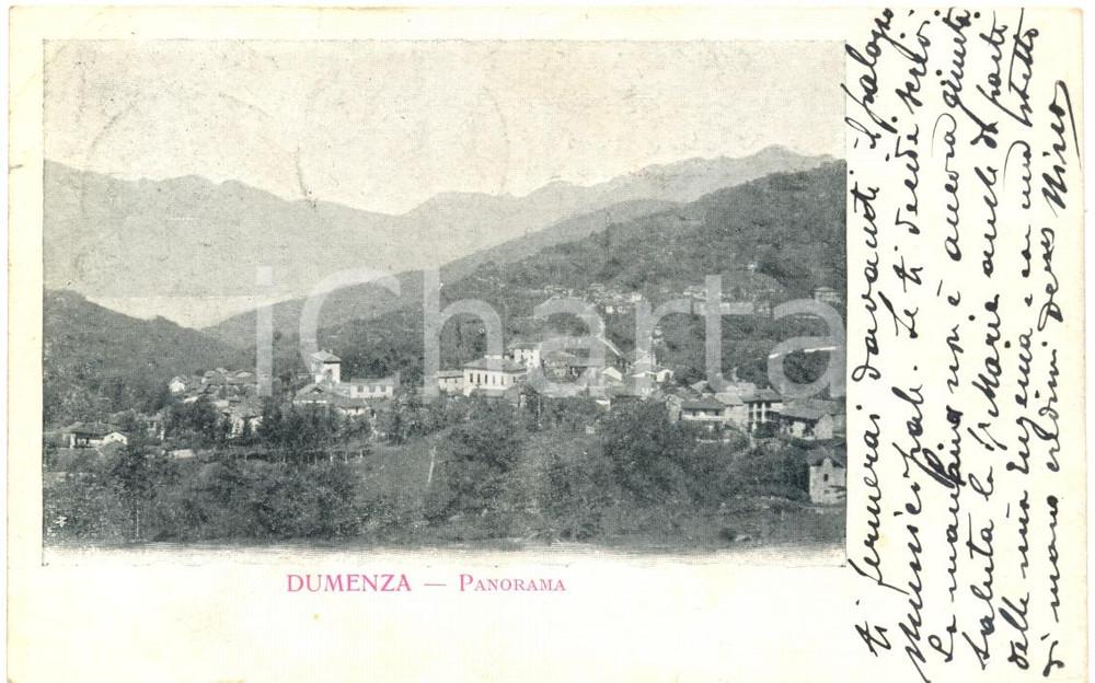 Cartolina originale da collezione 1910 DUMENZA VA Veduta panoramica generale Cartolina postale FP VG 1