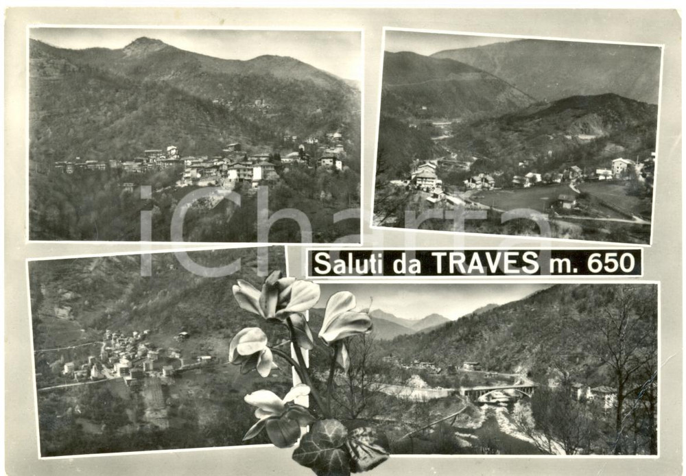 Cartolina originale da collezione 1975 TRAVES TO Vedutine panoramiche con ponte Cartolina postale FG VG 1