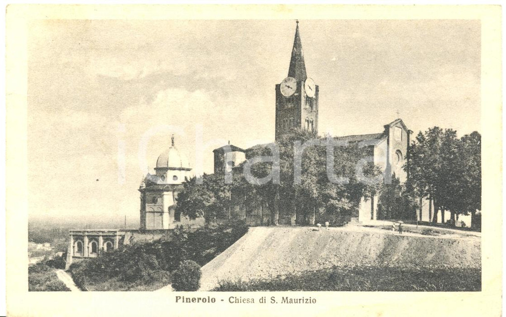 Cartolina originale da collezione 1911 PINEROLO TO Veduta della chiesa di SAN MAURIZIO Cartolina postale FP VG 1