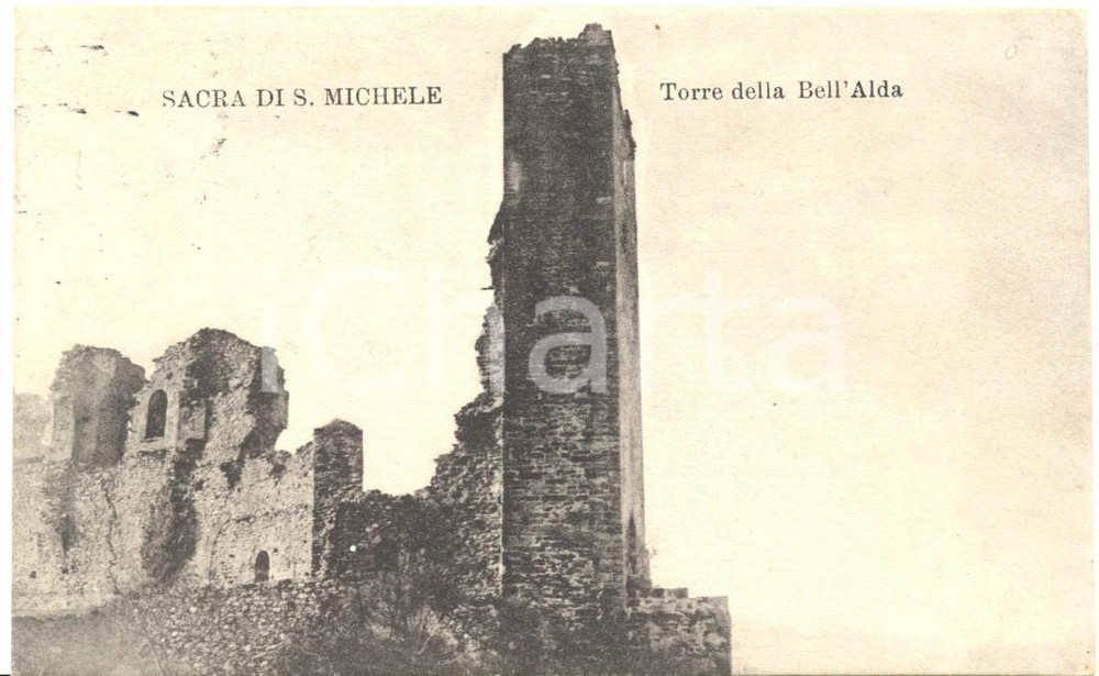 Cartolina originale da collezione 1935 SANT AMBROGIO DI TORINO TO Veduta SACRA SAN MICHELE con torre BELL ALDA 1