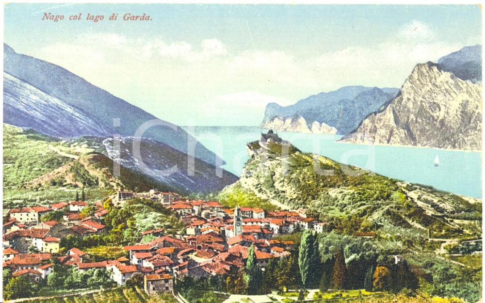 Cartolina originale da collezione 1915 ca NAGOTORBOLE TN Veduta del paese col lago di GARDA  Cartolina FP NV 1
