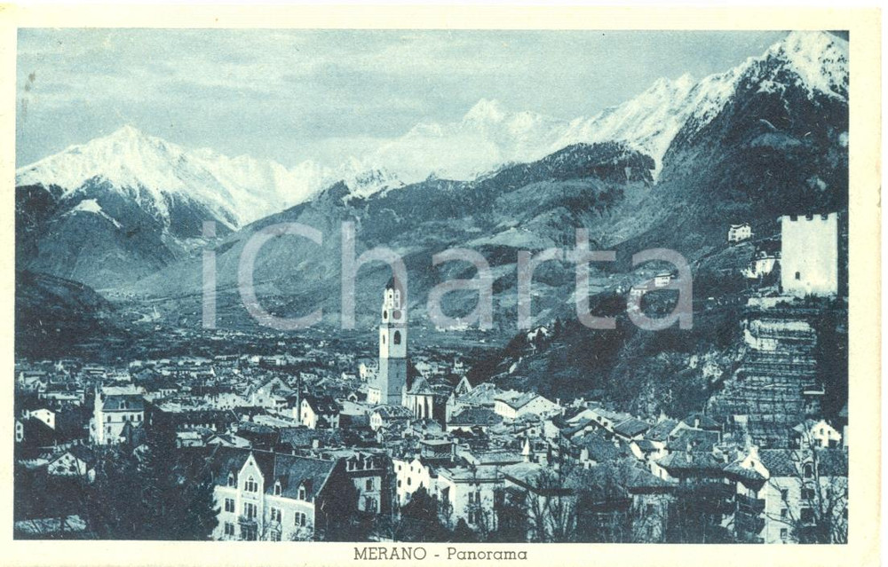 Cartolina originale da collezione 1934 MERANO BZ Veduta con chiesa di SAN NICOLA Cartolina postale FP VG 1