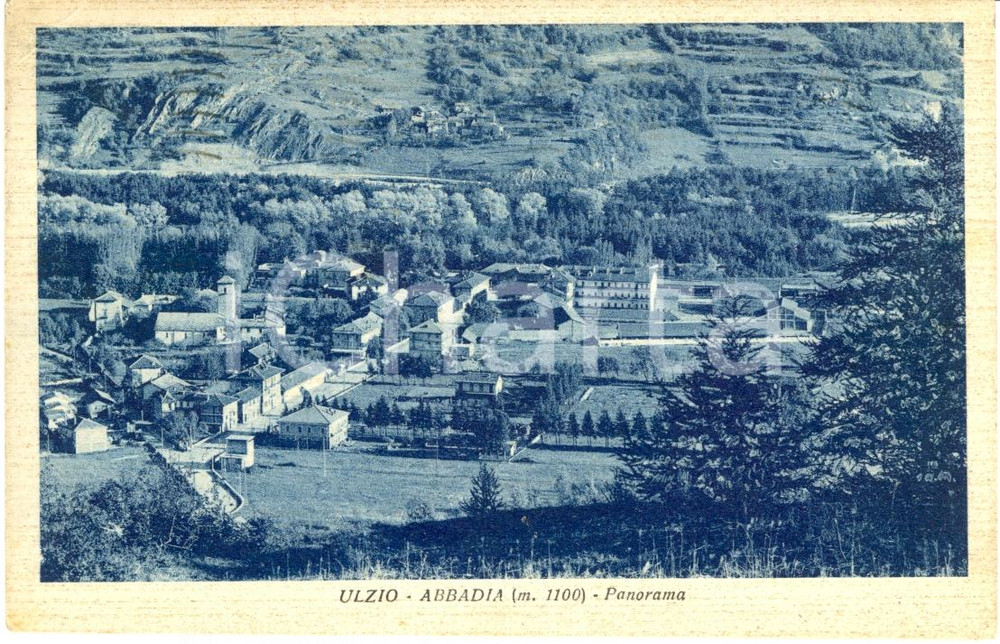Cartolina originale da collezione 1938 ULZIO / OULX TO Panorama con veduta sull  Abbadia Cartolina FP VG 1
