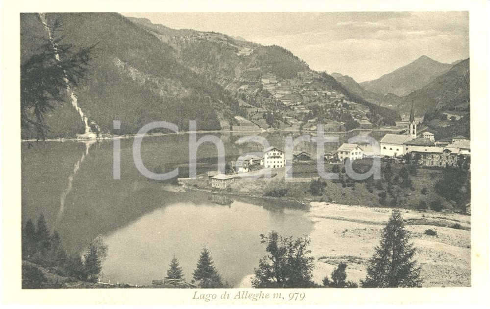 Cartolina originale da collezione 1930 ca ALLEGHE BL Veduta panoramica del LAGO Cartolina postale FP NV 1