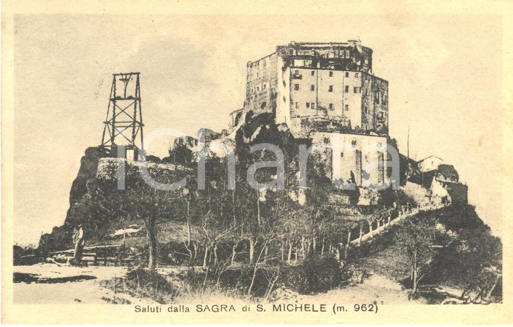 Cartolina originale da collezione 1923 SACRA DI SAN MICHELE TO Veduta panoramica ANIMATA Cartolina FP VG 1