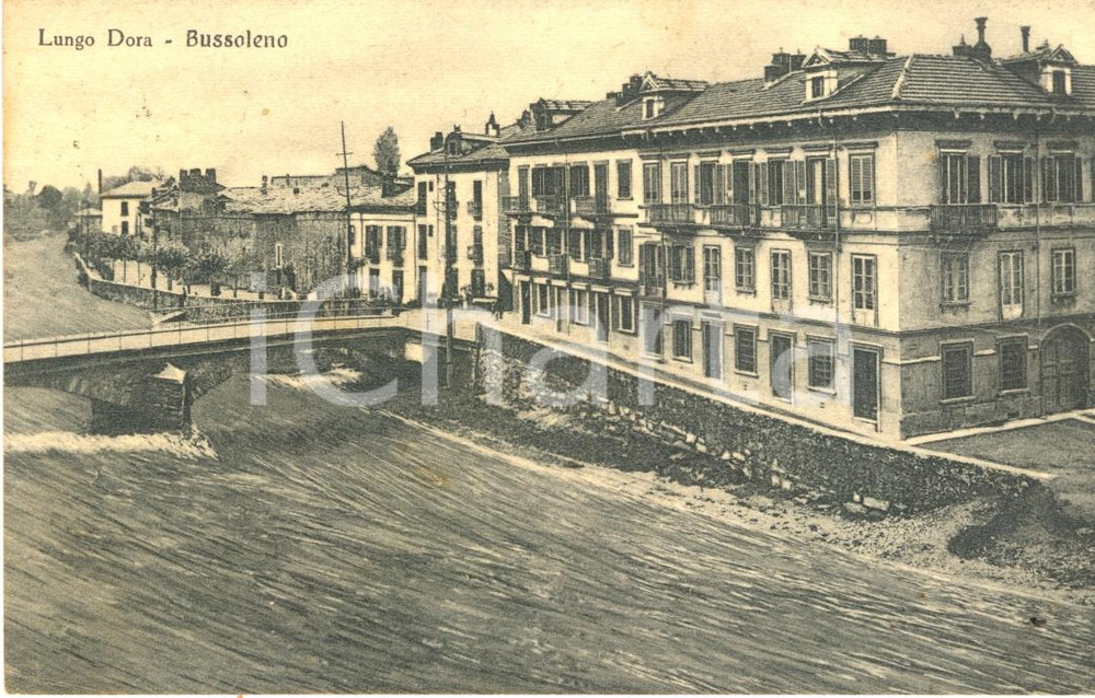 Cartolina originale da collezione 1934 BUSSOLENO TO  Veduta del LUNGODORA  Cartolina postale FP VG 1