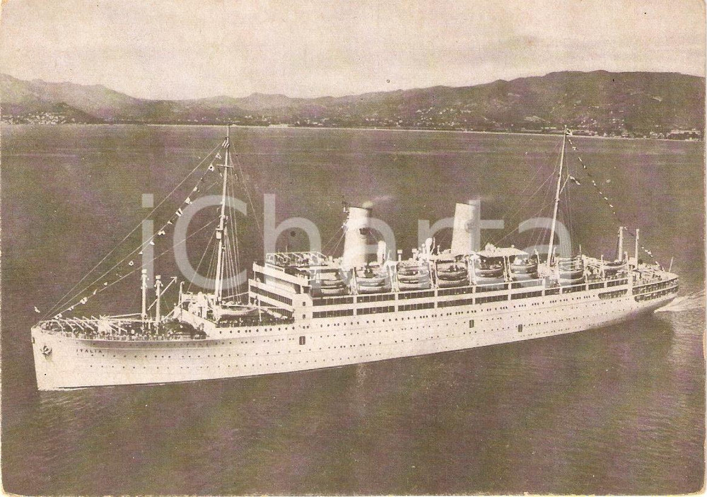 Cartolina originale da collezione 1946 GENOVA HOME LINES F.lli COSULICH Motonave ITALIA Marina Mercantile FG NV 1