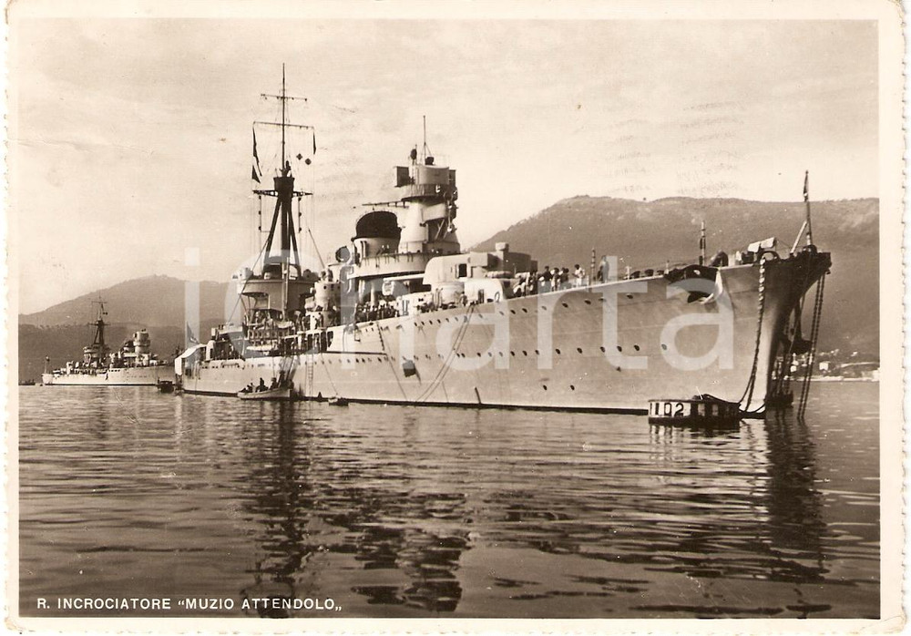 Cartolina originale da collezione 1940 MARINA MILITARE Regio incrociatore MUZIO ATTENDOLO Marina militare FG VG 1