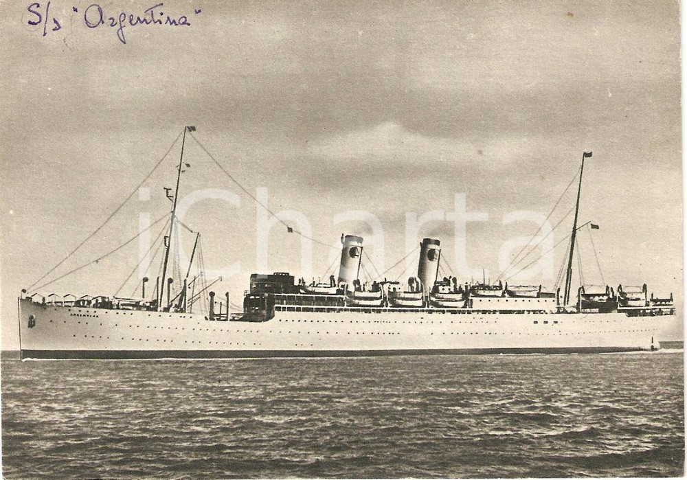 Cartolina originale da collezione 1946 GENOVA HOME LINES Cosulich Piroscafo ARGENTINA Marina Mercantile Cartolina 1