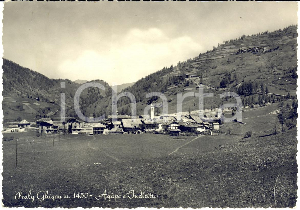 Cartolina originale da collezione 1954 PRALI TO LocalitÃ  GHIGO e INDIRITTI Centro ecumenico AGAPE Cartolina FG 1