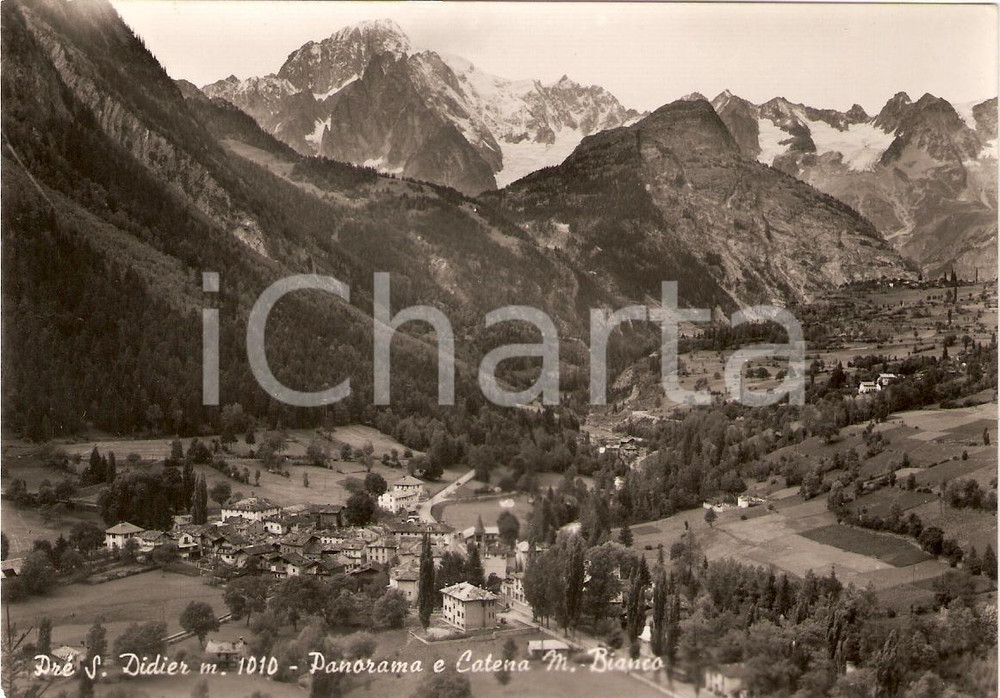 Cartolina originale da collezione 1954 PRE SAINTDIDIER AO Panorama e Catena MONTE BIANCO Cartolina FG VG 1