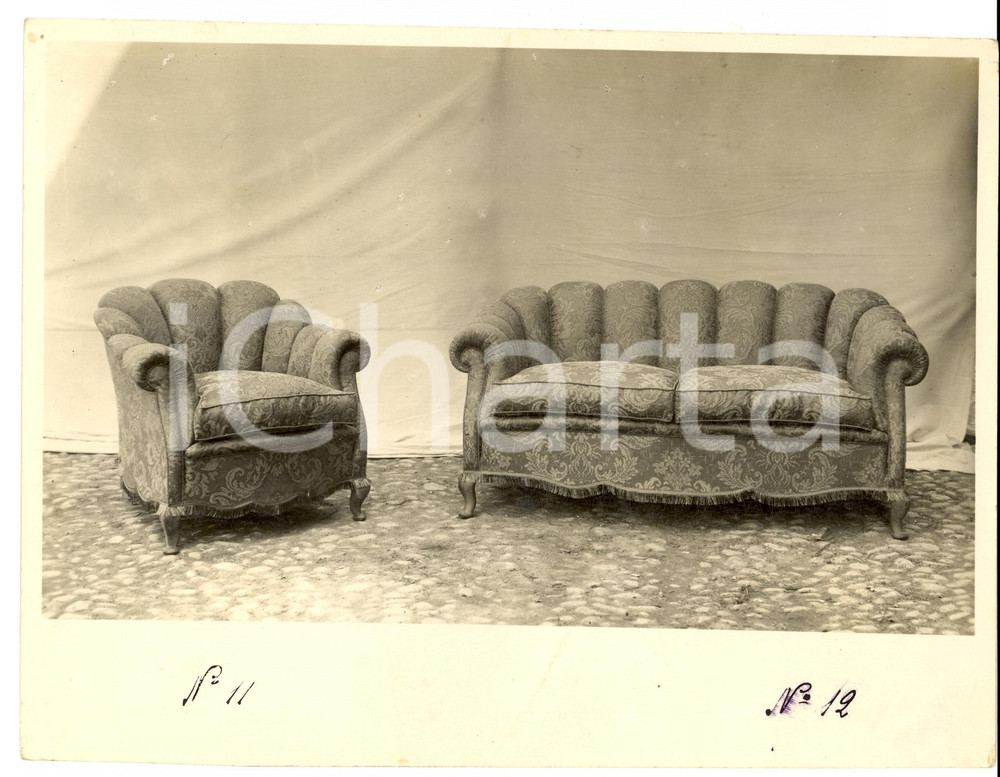 Fotografia d epoca originale 1950 ca SEVESO Mobili Fratelli BARNI Poltrona e divano Foto MODERNARIATO 1