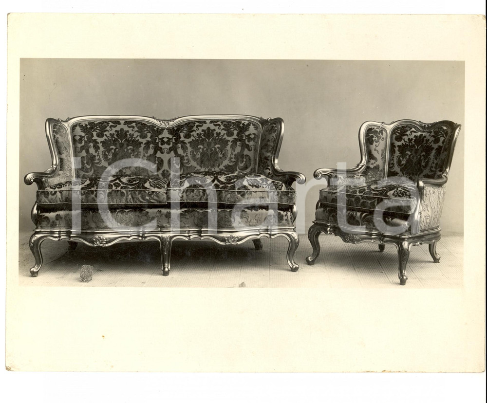 Fotografia d epoca originale 1950 ca SEVESO Mobili Fratelli BARNI Divano e poltrona Foto MODERNARIATO 1