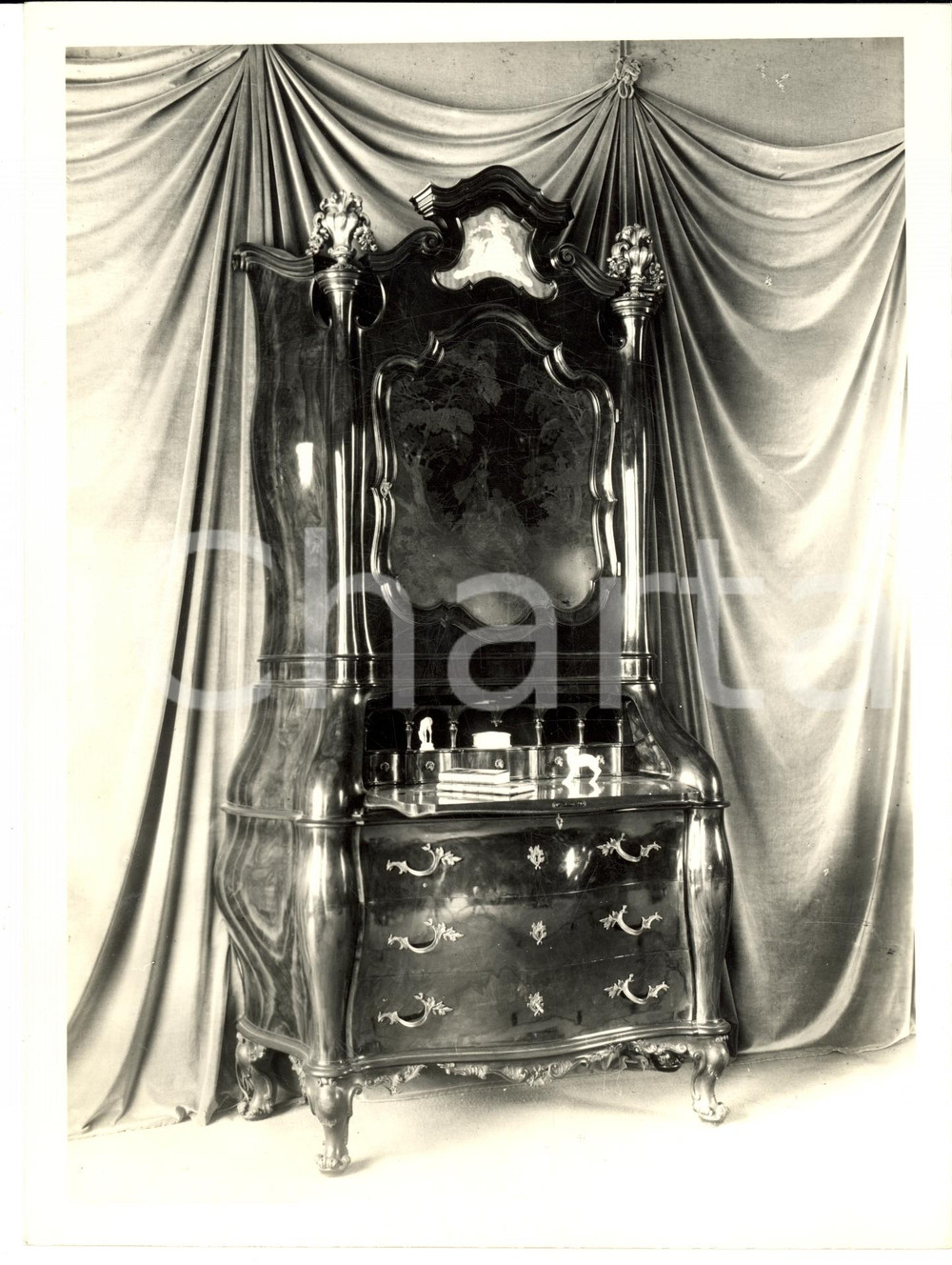 Fotografia d epoca originale 1960 ca SEVESO Fratelli BARNI Mobile legno con specchiera Foto MODERNARIATO 1