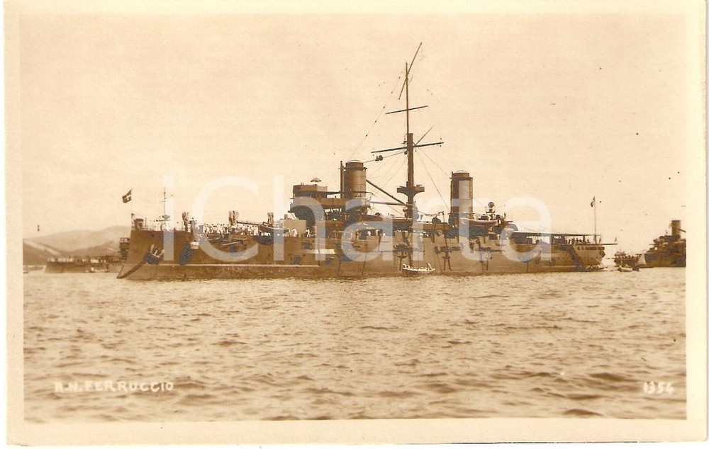 Cartolina originale da collezione 1920 ca MARINA MILITARE Regia nave Francesco FERRUCCIO Incrociatore Cartolina FP 1
