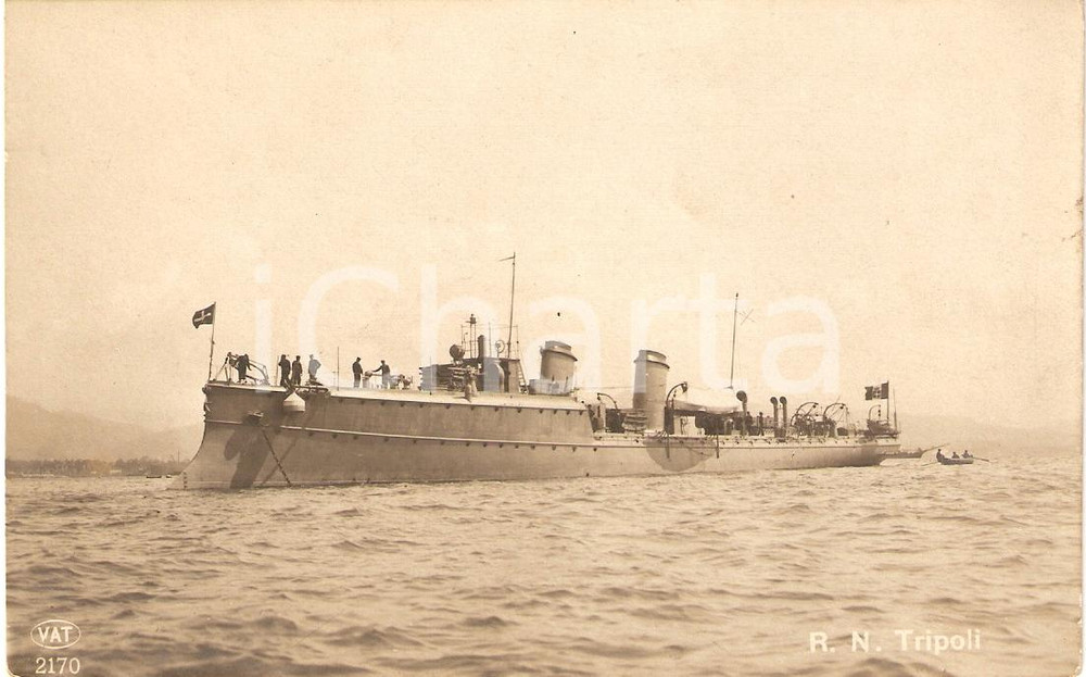 Cartolina originale da collezione 1920 ca MARINA MILITARE Regia nave TRIPOLI Incrociatore torpediniere Cartolina 1