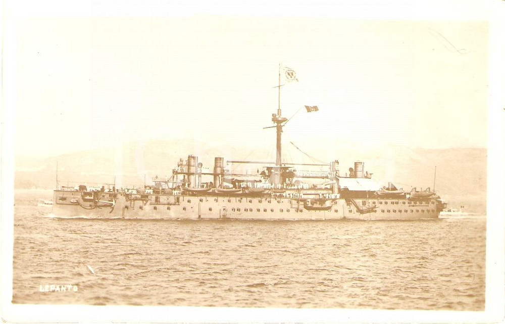 Cartolina originale da collezione 1920 ca MARINA MILITARE Regia Nave LEPANTO Corazzata Cartolina FP NV 1