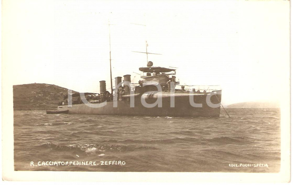 Cartolina originale da collezione 1920 ca MARINA MILITARE Regio Cacciatorpediniere ZEFFIRO Cartolina FP NV 1