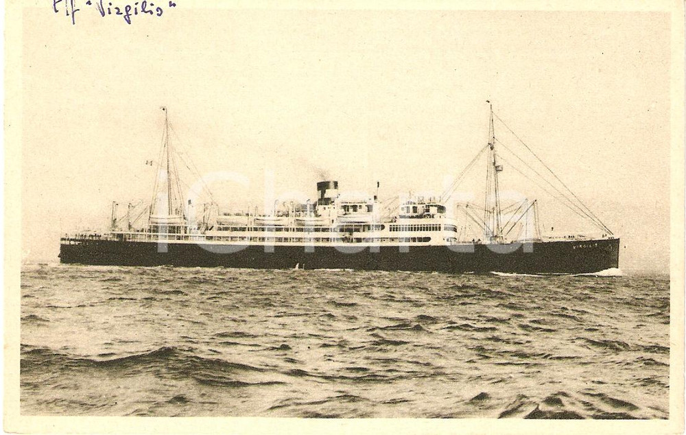 Cartolina originale da collezione 1930 ca MARINA MERCANTILE Nave VIRGILIO Navigazione Generale Italiana Cartolina 1