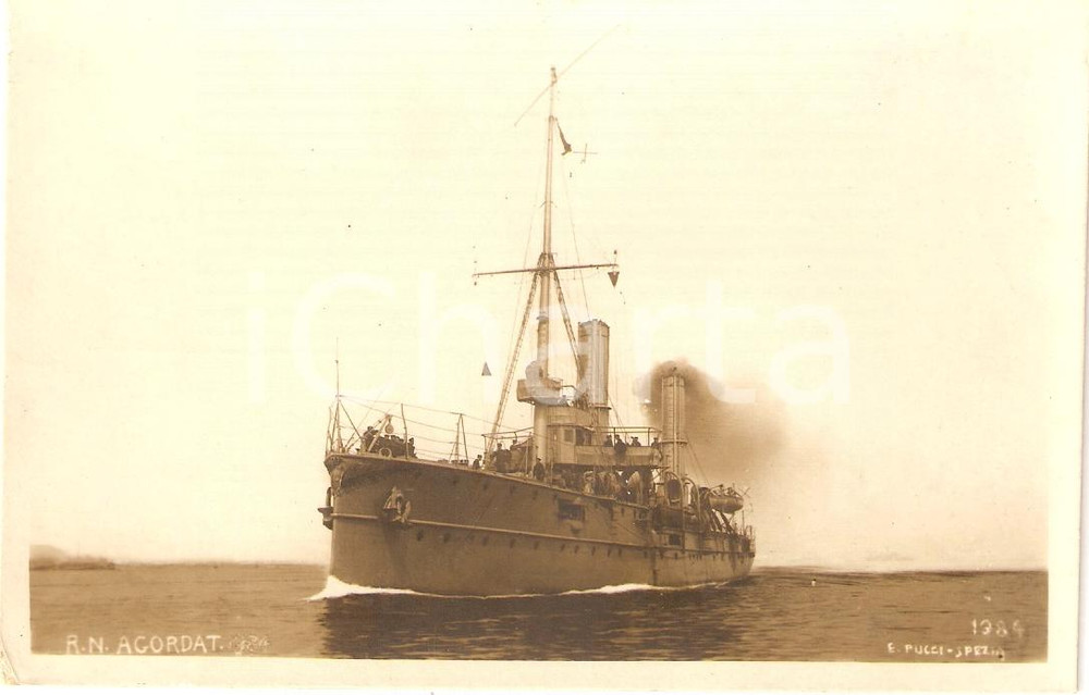 Cartolina originale da collezione 1920 ca MARINA MILITARE Regia nave AGORDAT Esploratore Torpediniere Cartolina FP 1