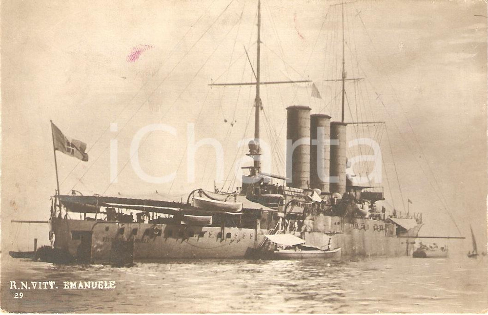 Cartolina originale da collezione 1920 ca MARINA MILITARE Regia nave VITTORIO EMANUELE I Corazzata Cartolina FP NV 1