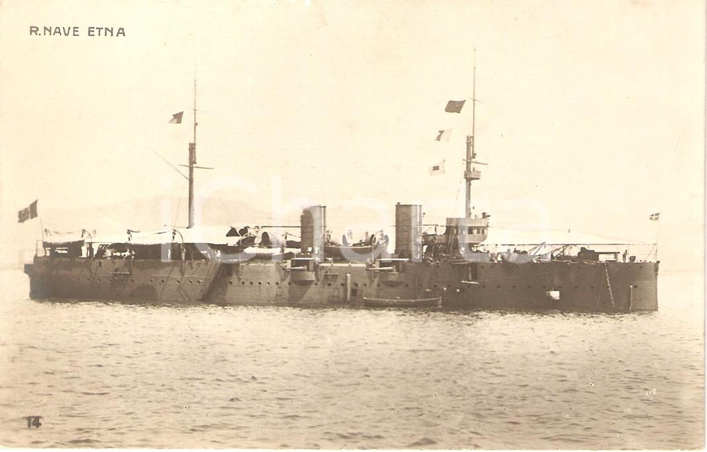 Cartolina originale da collezione 1920 ca MARINA MILITARE Regia nave ETNA Incrociatore corazzato Cartolina FP NV 1