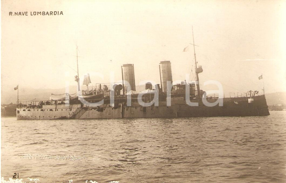 Cartolina originale da collezione 1920 ca MARINA MILITARE Regia nave LOMBARDIA Incrociatore corazzato Cartolina FP 1